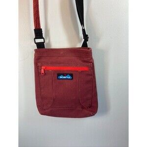 KAVU WOMENS CROSSBODY BURGANDY BAG ROPE HANDLE 10.5 X 9.5